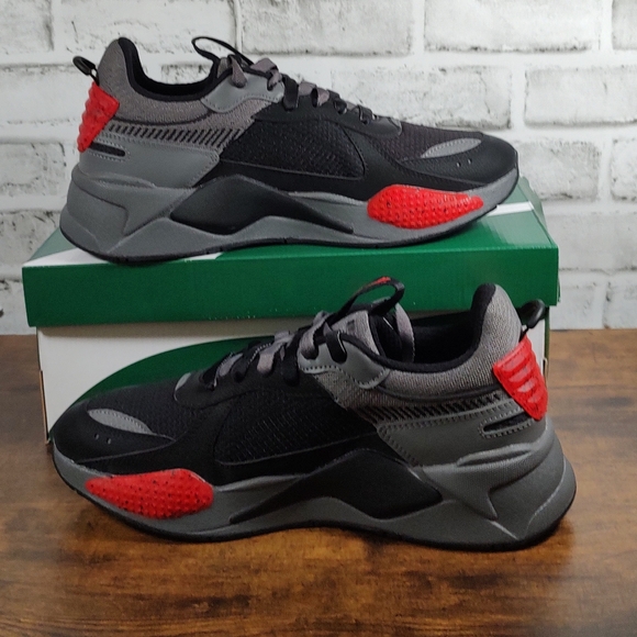 Puma RS-X Black Red Splatter Grey Gray RSX 385754 01 Men’s Shoes Size 9.5 - Picture 2 of 8